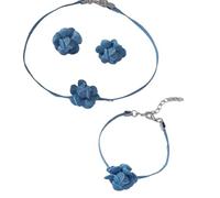 Maxtonser Denims - Gargantilla de tela azul para mujer, juego de joyas de moda hechas a mano, accesorios de fiesta