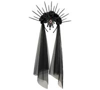 Maxtonser Diadema de flores con velo para mujer, diadema de fiesta de Halloween, accesorio de día de la muerte, accesorios de vacaciones