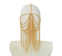 Maxtonser Elegante máscara de metal para baile de máscaras, cadena de joyería, gótico, punk, borlas, máscara de cadena para fiestas y bailes de graduación