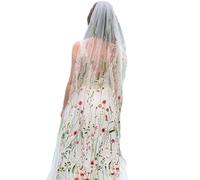Maxtonser Elegantes velos bordados de flores para novia, diseño de peine de pelo de 57 pulgadas, accesorio de cabeza de novia para fotografía