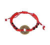 Maxtonser Fashion Wealth - Pulsera trenzada ajustable con moneda de cobre de la suerte, amuleto rojo para novio y novia