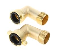 Maxtonser Garden Hose Connector 90 Degree Brass Garden Hose Elbow Solid Brass Adapter (2Pcs)+ Extra 4 Sealing Washers Rings,Hose Connector