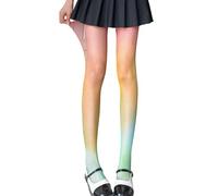 Maxtonser Gradients - Medias coloridas de arcoíris para mujer, color caramelo, calzas de encaje hueco