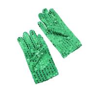 Maxtonser Guantes de lentejuelas brillantes para niños, ligeros, guantes de dedo completo, guantes de canto, para fiestas de Navidad, guantes de baile, color verde