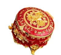 Maxtonser Joyero esmaltado vintage elegante organizador de escritorio para anillos, pendientes, collares con cierre seguro