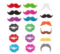 Maxtonser Juego de 18 marcadores para copas de vino, diseño de labios y barba, de silicona