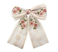 Maxtonser Lazos de encaje elegantes de los años 2000 con clip lateral para el pelo, diseño floral bordado, flor grande, balletcore