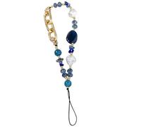 Maxtonser Llavero con cuentas de colores para teléfono, correa de cadena, cordón para teléfono, pulsera acrílica, llavero, bolso de mujer, adorno, regalo de joyería, azul