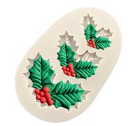 Maxtonser Molde de Silicona para Pastel de Fondant con decoración de Hojas de Acebo de Navidad, moldes para Dulces y Chocolate, Molde para Hornear