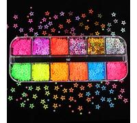 Maxtonser Molde holográfico de lentejuelas fluorescentes con forma de estrellas que brillan en la oscuridad, molde de resina epoxi, relleno de joyería