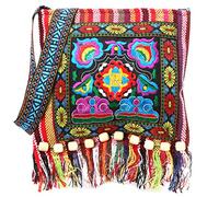 Maxtonser Monedero De Embrague, Bolso De Hombro Cruzado con Diseño Bordado-Chino Hmong Thai Bordado Hill Tribe para Totes Messenger Tassels Bag Boho Hippie,Red