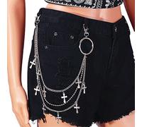 Maxtonser Pantalones colgantes de cadena para mujer, multicapa, de metal, para cadena, punk, hip-hop, cintura, cinturón para Pa