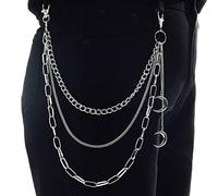 Maxtonser Pantalones con forma de luna para mujer, multicapa, de metal, para cadena, punk, hip-hop, cintura, cinturón para pantalón