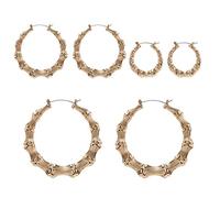 Maxtonser Pendientes de aro grandes de hip hop para mujer, diseño de celebridades, color plateado, dorado, bambú, joyería
