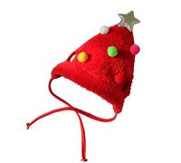 Maxtonser Sombrero de árbol de Navidad de reno para decoración de mascotas, pompones de estrella de reno, accesorios para fotos