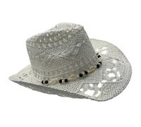 Maxtonser Sombrero de paja tejido con cinturón de conchas marinas para mujeres y hombres, unisex, para vacaciones en la playa y reuniones de eventos al aire libre