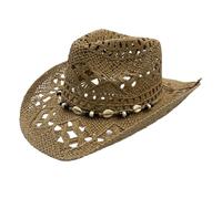 Maxtonser Sombrero de paja tejido con cinturón de conchas marinas para mujeres y hombres, unisex, para vacaciones en la playa y reuniones de eventos al aire libre