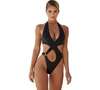 Maxtonser Traje de baño de una pieza para mujer, con abertura frontal, bikini hueco, traje de baño recortado para ropa de playa