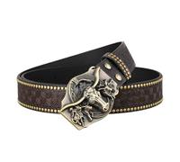 Maxtonser Western Leathers Buckle Belts Cowboy Metal Buckle Belt Floral Engraved Buckle Belt for Men Jeans Decoration,Waist Belt