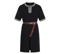 maxToonrain 2 piezas de túnica medieval para hombre con cinturón renacentista de 195 cm, disfraz de caballero vikingo para fiesta temática de Halloween, resurrección de larpa, domingo del día griego