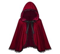 maxToonrain Capa de capucha roja con capucha roja para adultos, disfraz de Caperucita de terciopelo para adultos, disfraz de cuento de hadas, disfraz de Halloween para el Día Mundial del Libro para