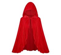 maxToonrain Capa de capucha roja para mujer, capa roja con capucha de terciopelo para adultos, disfraz de Caperucita para Halloween, disfraz de personaje de cuento de hadas, disfraz del Día Mundial
