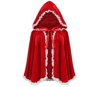 maxToonrain Capa y cesta de capucha roja, capa roja con capucha de terciopelo para adultos, disfraz de Caperucita para Halloween, personaje de cuento de hadas, disfraz del Día Mundial del Libro para