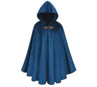maxToonrain Disfraz medieval con capucha, caballero del norte, renacentista, capa, vintage, gótico, bruja, mago, victoriano, disfraz de Halloween (azul, 102 cm, hombre)