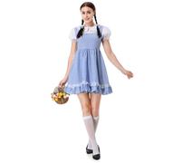 maxToonrain Dorothy - Disfraz de Halloween para mujer, divertido personaje de Kansas Girl de cuento de hadas, guinga azul, Día Mundial del Libro para mujeres/mujeres (azul, M)