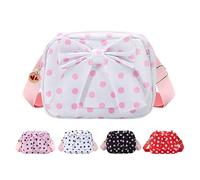 MAXTOP Bolso bandolera para niña con lazo y lunares: bolso bandolera para niñas de 2 a 8 años, bolso de hombro para mujer, monedero pequeño con correa ajustable.