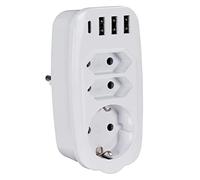 MaxTrack Adaptador múltiple con función de carga USB NV81L - Adaptador de enchufe USB C, enchufe múltiple para toma de corriente - 7 en 1, cargador universal para 7 dispositivos - conectores USB A y