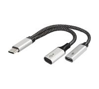 Maxtrack Cable Adaptador USB-C 2 en 1 - MA11L, Divisor USB-C, OTG y Puerto de Carga rápida de 60 W, Transferencia de Datos, Escucha música y Carga al Mismo Tiempo, Compatible con Smartphone, Tableta,