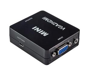 MAXTRACK CS40L - Adaptador VGA a HDMI (Full HD, 1080p/60 Hz, Plug & Play, Compatible con PC/Ordenador portátil, proyector, Monitor, Incluye Cable de alimentación)