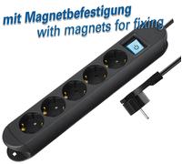 Maxtrack nv 57-2l regleta de clavijas de enchufe con schalter negro sc