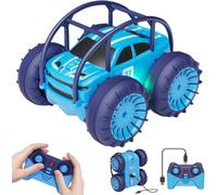 MaxTronic Coche Teledirigido Acrobacias Anfibio, Carga Dual USB-C para Coche y Mando, 2.4 GHz, Vueltas de 360° y Luces LED Ajustables, 15 km/h, Juguete RC Niños y Niñas de 3 a 12 Años