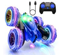 MaxTronic Coche Teledirigido con Luces LED, Carga Rápida Directa, Coche Acrobático RC sin Volcaduras, Conducción 4WD Dual Doble Cara, Diversión Multijugador 2.4G, Niños 3-12 Años