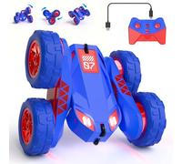 MaxTronic Coche Teledirigido, Doble Carga Exclusiva y Leds Ajustables 360° Acrobacias 2.4G 15km/h Todo Terreno 4WD Todoterreno Regalo Ideal 3-12 Años Niños y Niñas, Juguete Infantil Duradero