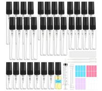Maxumille 32 Piezas Mini Botella de Spray 3 5 8 10 ml con Papel de Perfume, Atomizador Vidrio Mini para DIY Perfumador, Botella de Pulverizadora Transparente Portátil Viaje para Muestras Liquido