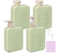 Maxumille 4 Piezas Botellas de Viaje Rellenables 300ml, Botes de Viaje con Tapón Flip y Dosificador, Tocador de Recipientes de Vacías para Champú, Botes de Plástico Recargables para Cremas Loción