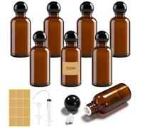 Maxumille 8 Piezas 50ml Botellas de Aceite Esencial Vacías de Vidrio Marrón, Mini Botellas de Cristal Ámbar de 30 Ml con Tapa, Pequeños Recipientes de Aceites Esenciales para Aceite Perfumes