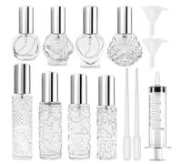 Maxumille 8 Pzs Atomizador Perfume de Vidrio 8~15ml con 5 Accesorios, Portatil Pulverizador Perfume Recargable, Pequeño Atomiser de Viaje para Aceites Esenciales, Frasco Pequeño para Mujeres o Niñas