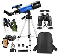 Maxusee Alcance de viaje - 70 mm Refractor Telescopio & 10 x 50 Prismáticos de tamaño completo para niños adultos Astronomía principiantes para la vista de la luna pájaro mirando la vista de la vista