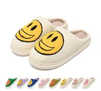 maxvinci Zapatillas happy face señoras y señores zapatillas de invierno abrigos de cuero zapatillas sonrientes vintage zapatillas de gamuza suave zapatillas de espuma de memoria