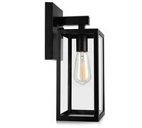 MAXvolador Farol de pared para exteriores, gran lámpara de pared impermeable exterior, luces de montaje antioxidantes, cristal negro, iluminación E26 para porche y patio