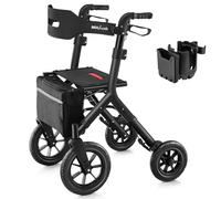 MAXWALK- “Andador con Asiento, Andadores Altos para Adultos Mayores, 12” Ruedas Grandes de Goma Rollator Todo Terreno W