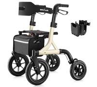MAXWALK- “Andadores para Adultos Mayores, Andador Rodador con Asiento, Andador Rodador Todo Terreno con Ruedas Grandes de Goma de 12”