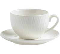 Maxwell Williams Basics Diamantes Demi Taza y platillo, Blanco, 90 ml, Juego de 4