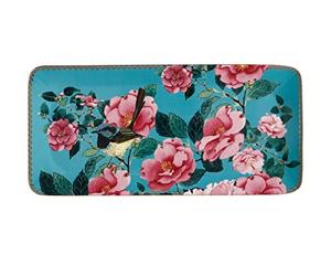 Maxwell & Williams HV0176 - Plato cuadrado (33 x 15,5 cm, porcelana lisa, en caja de regalo), diseño de flores, color azul