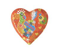 Maxwell & Williams Love Hearts Plato auxiliar en forma de corazón con diseño de baile de gallinas, en caja de regalo, porcelana, naranja, 15,5 cm