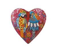 Maxwell & Williams Love Hearts Plato con Forma de Corazón con Diseño de Guacamayos de Porcelana, 15,5 cm - Rosa